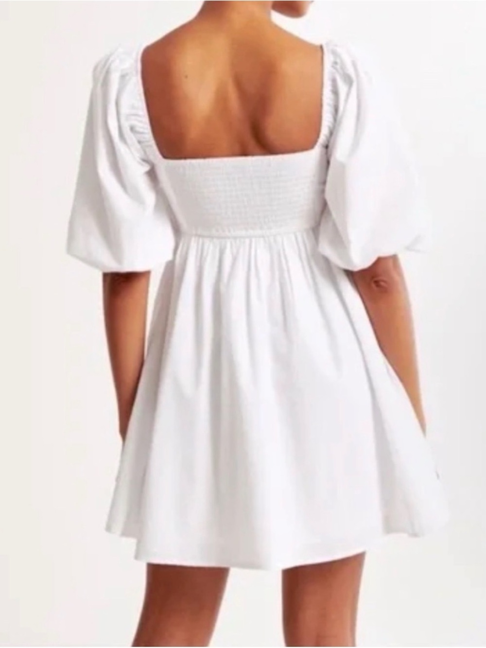 Abercrombie & Fitch Emerson White Square-Neck Puff Sleeve Mini Dress - Picture 3 of 6